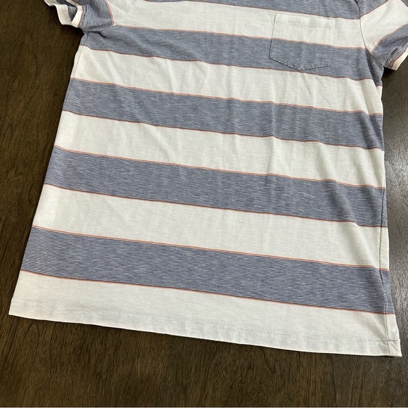 Goodfellow & Co. Men’s Size Medium White with Blue Orange Stripes Pocket Tee - Picture 4 of 11